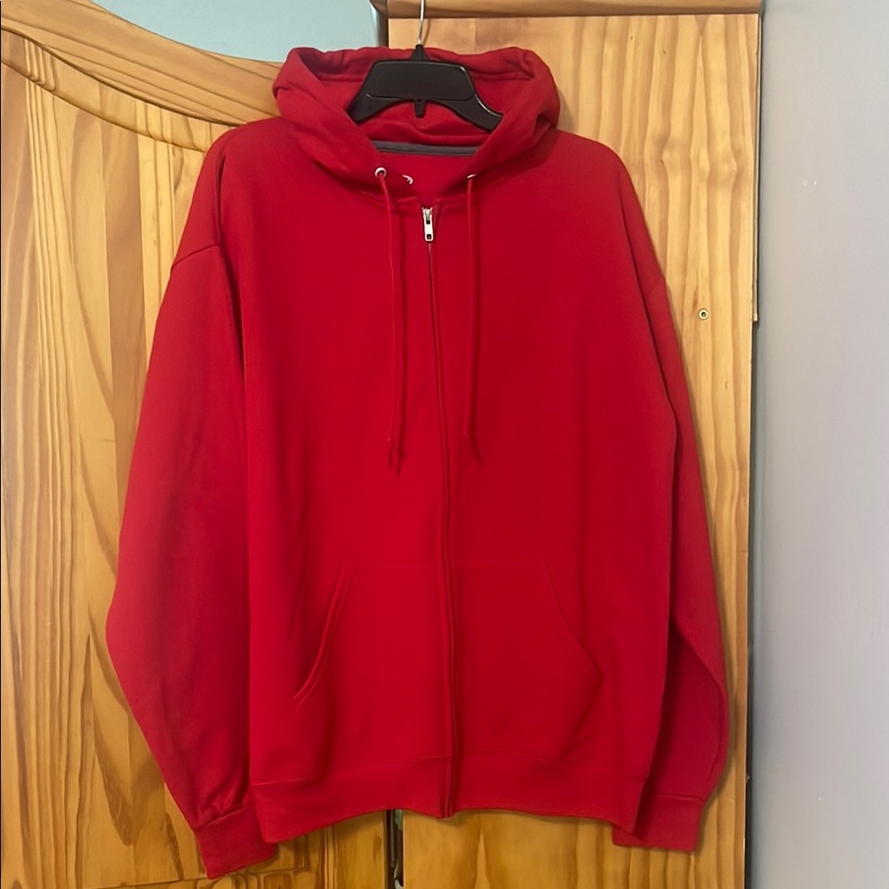NWOT Athletic Works Cherry Red Zip-Up Hoodie MENS L Front Pockets Never Worn